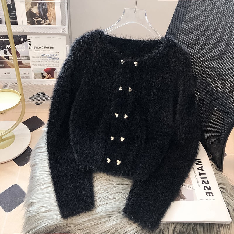 Γυναικεία πλεκτή ζακέτα από Mink Velvet, κοντής γραμμής, διπλό κουμπί, στρογγυλός λαιμός, Chanel έμπνευση, φθινοπωρινές-χειμερινές 2025