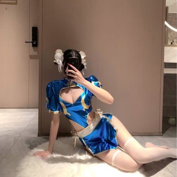 Chun-Li cosplay: set cheongsam s rozparkom, anime Street Fighter štýl, inšpirované japonským nočným klubom