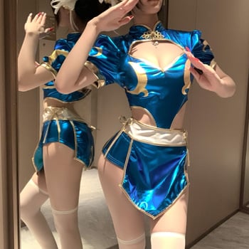 Chun-Li cosplay: set cheongsam s rozparkom, anime Street Fighter štýl, inšpirované japonským nočným klubom