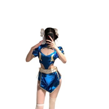 Chun-Li cosplay: set cheongsam s rozparkom, anime Street Fighter štýl, inšpirované japonským nočným klubom