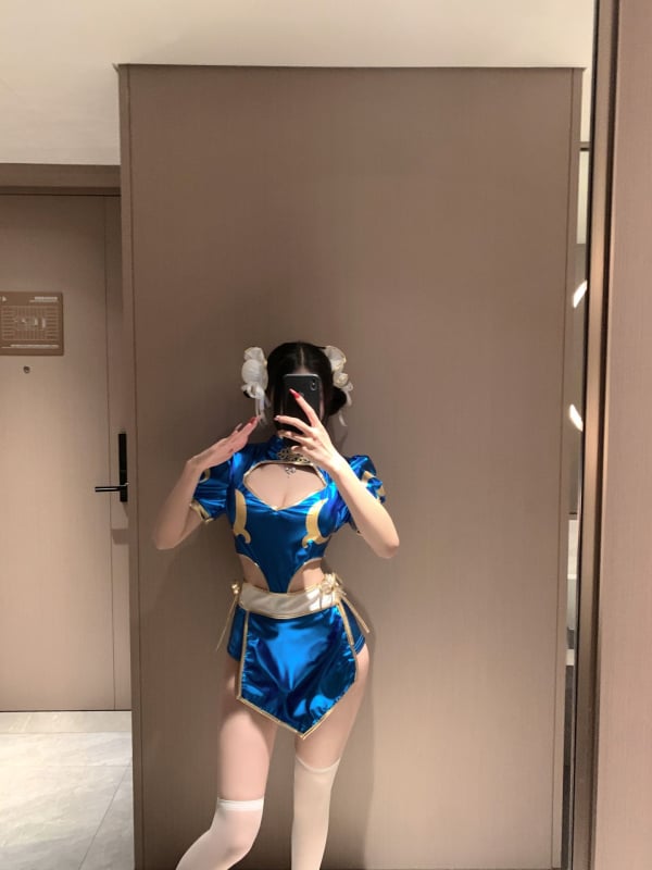 Chun-Li cosplay: set cheongsam s rozparkom, anime Street Fighter štýl, inšpirované japonským nočným klubom