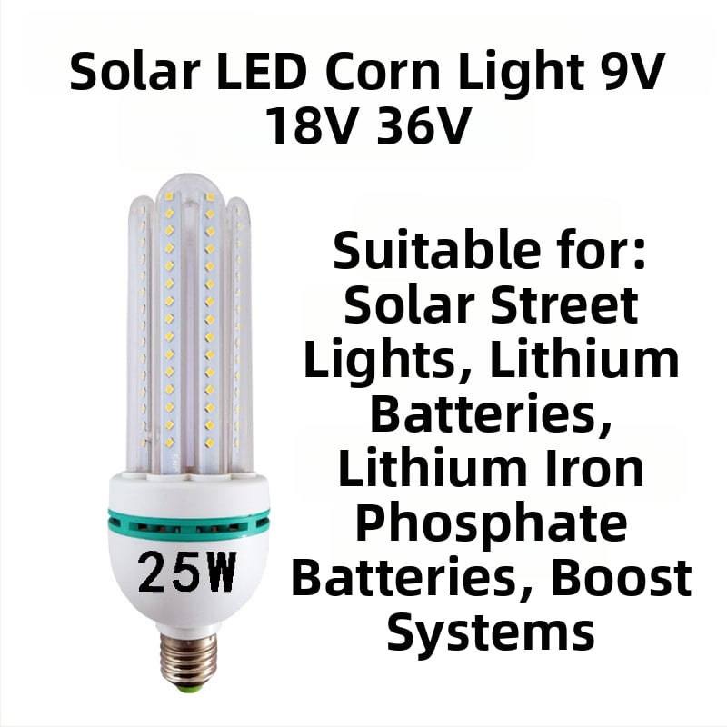 25W solárna LED kukuričná lampa, vstup 9V/18V/36V, pre záhradu a ulicu