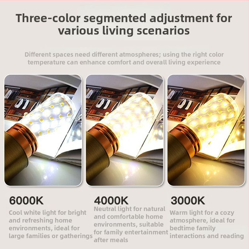 LED kukuričná lampa, E14 základňa, tri farby teploty (3000–6000K), 90 lm, hliník, IP68, zavesené svetlo