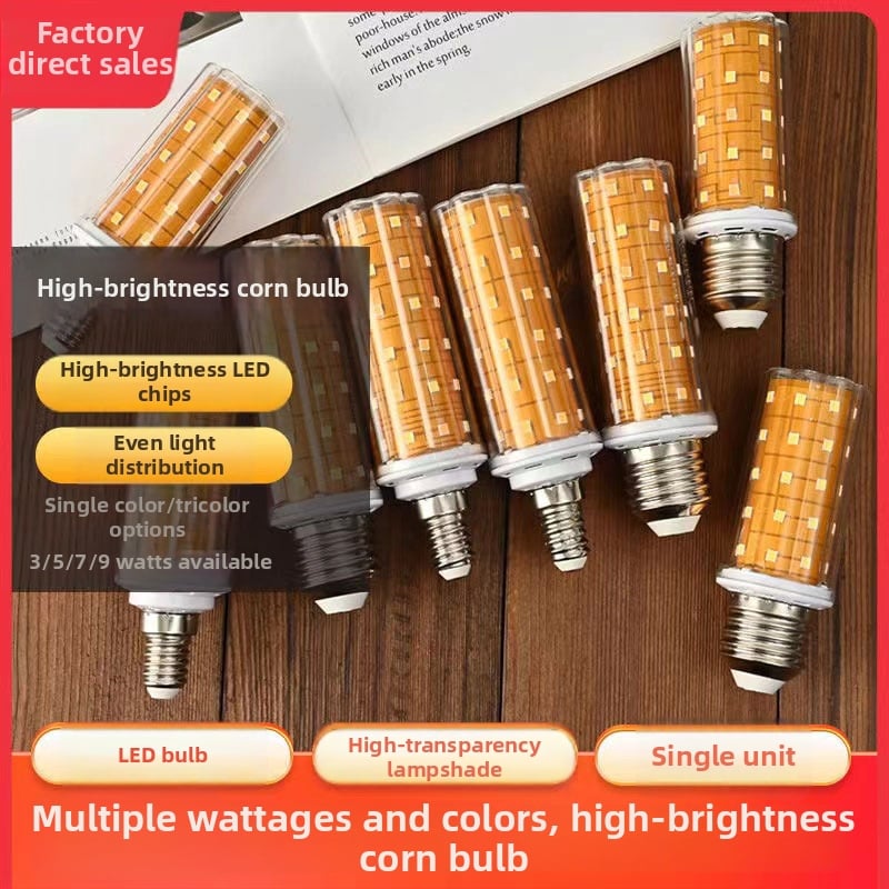 LED izzó E14/E27 csavaros foglalattal, függőlámpa, kukorica alakú lámpa, háromszínű dimmelhető, CRI 95