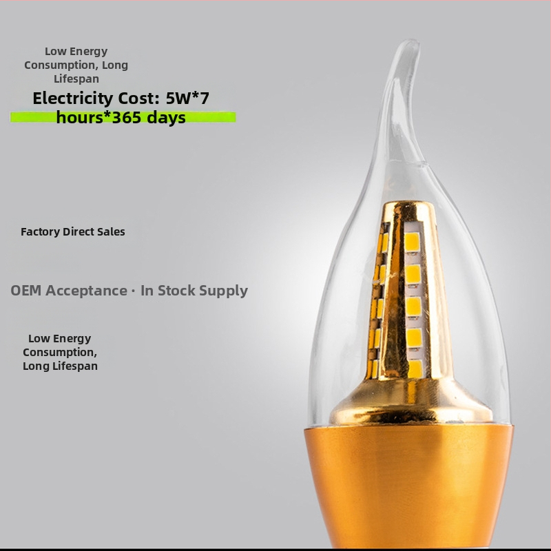 LED sviečková žiarovka s päticami E12/E14/E27, úsporná, 110–220V, 180° rozptyl, hliníkové telo, 8000 lm