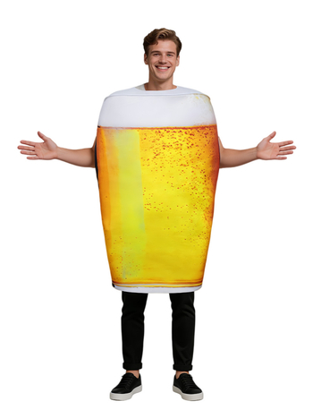 Cosplay kostým pre bábiku zo špongie s pivom na Halloween