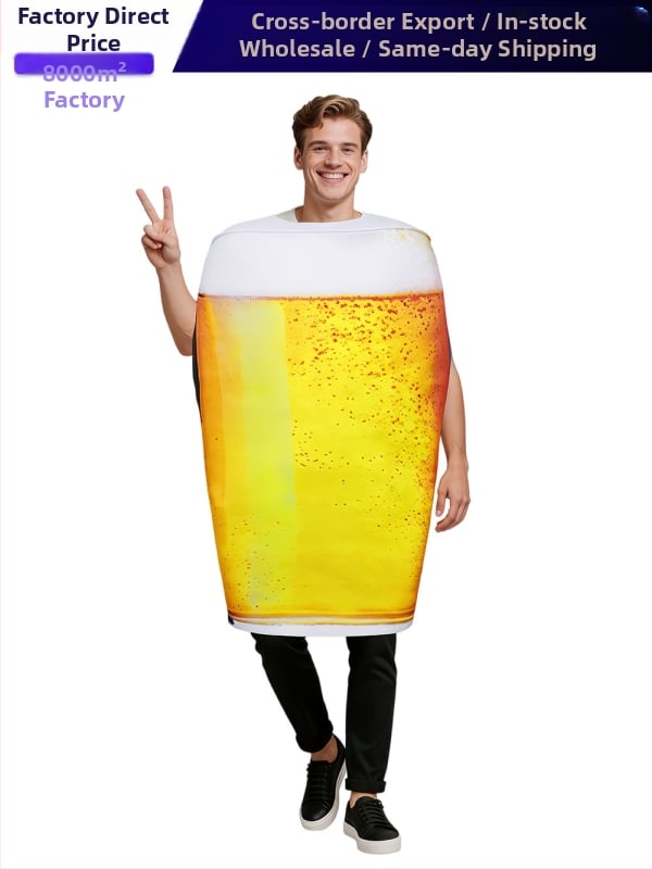 Cosplay kostým pre bábiku zo špongie s pivom na Halloween