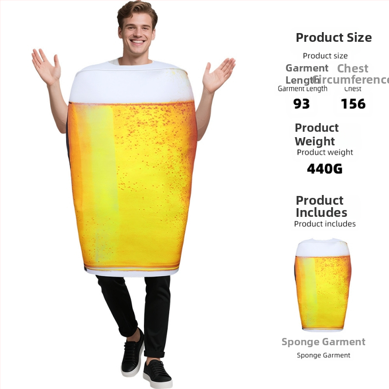 Cosplay kostým pre bábiku zo špongie s pivom na Halloween