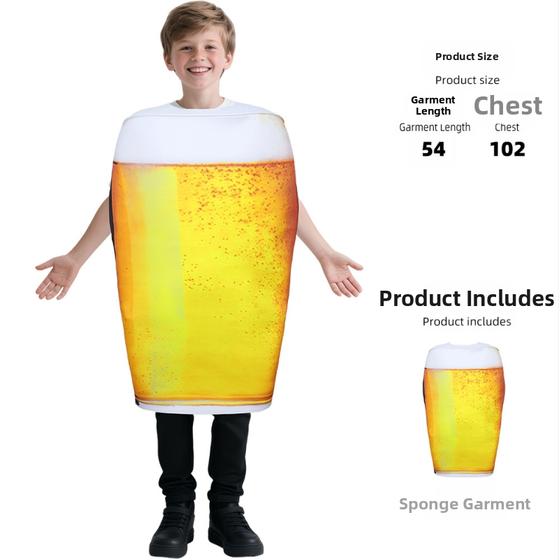 Cosplay kostým pre bábiku zo špongie s pivom na Halloween