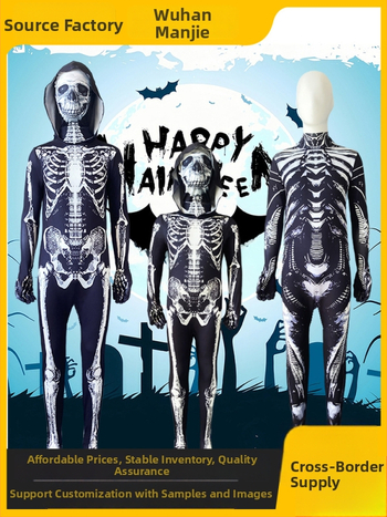 Celotelový kostým s kostrou na Halloween – unisex cosplay oblek