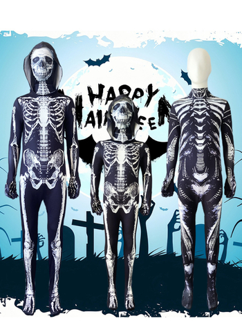 Celotelový kostým s kostrou na Halloween – unisex cosplay oblek