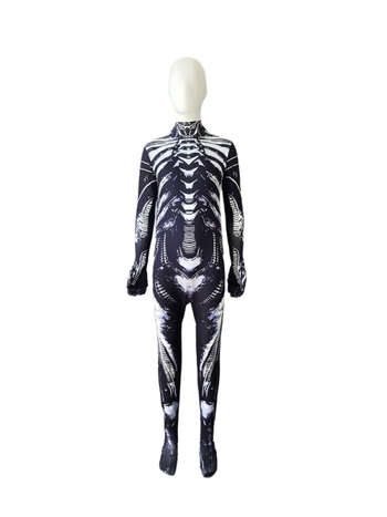 Celotelový kostým s kostrou na Halloween – unisex cosplay oblek