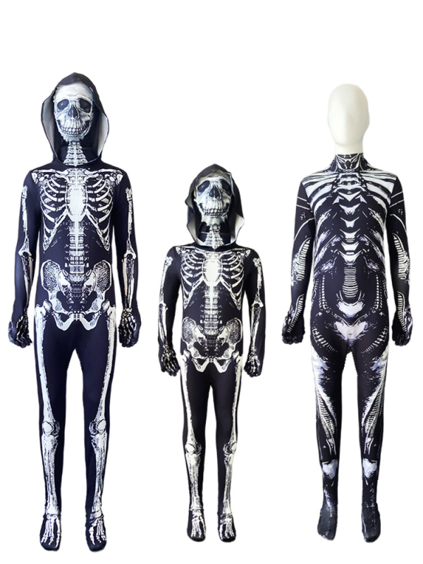 Celotelový kostým s kostrou na Halloween – unisex cosplay oblek