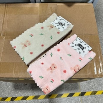 4 τεμάχια πανιά κουζίνας από Coral Fleece, μη κολλάνε στα λίπη, χωρίς αποκολλήσεις ινών, εύκολος καθαρισμός, με εκτυπωμένο σχέδιο