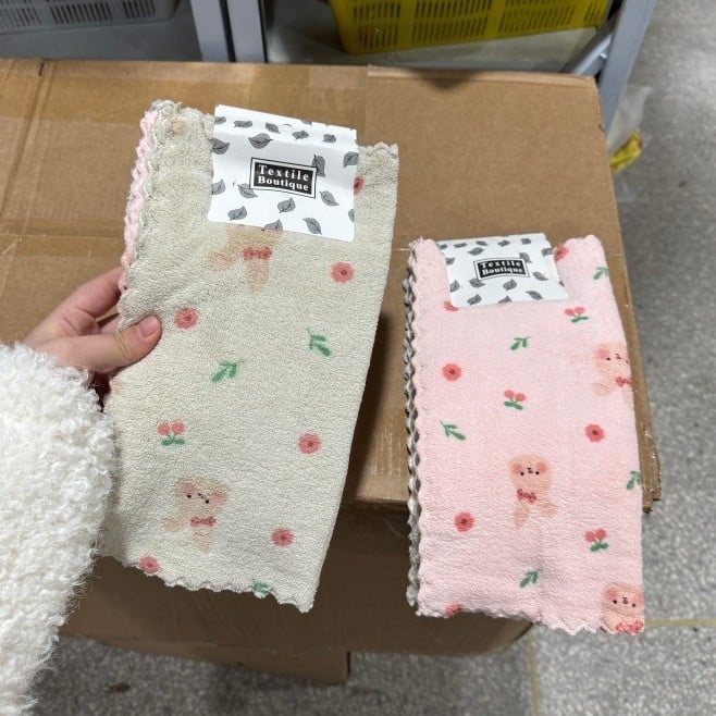 4 τεμάχια πανιά κουζίνας από Coral Fleece, μη κολλάνε στα λίπη, χωρίς αποκολλήσεις ινών, εύκολος καθαρισμός, με εκτυπωμένο σχέδιο