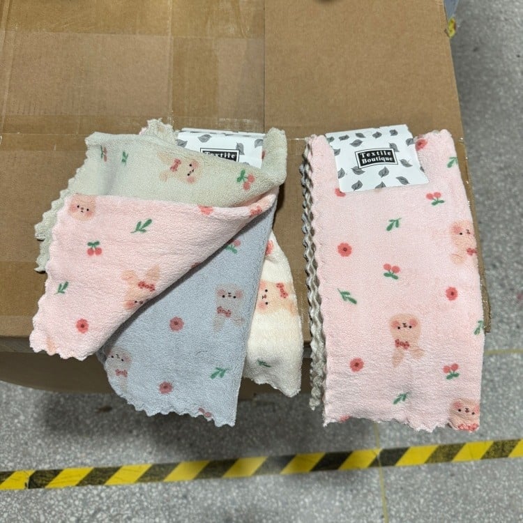 4 τεμάχια πανιά κουζίνας από Coral Fleece, μη κολλάνε στα λίπη, χωρίς αποκολλήσεις ινών, εύκολος καθαρισμός, με εκτυπωμένο σχέδιο