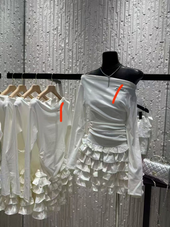 Φόρεμα Miu-Style γαλλικού στυλ με ανοιχτούς ώμους και βολάν, εφαρμοστό και κοντό για γυναίκες