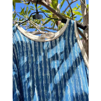 Γυναικείο φόρεμα χωρίς μανίκια σε vintage στιλ με patchwork, λεπτή γραμμή, άνοιξη 2023