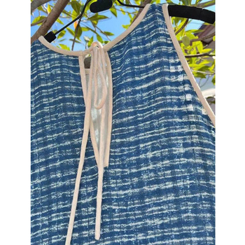 Γυναικείο φόρεμα χωρίς μανίκια σε vintage στιλ με patchwork, λεπτή γραμμή, άνοιξη 2023