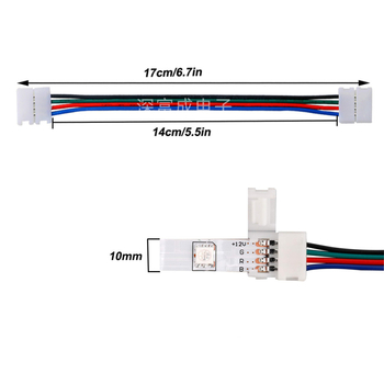 Cablu de conectare pentru bandă LED 5050RGB cu capete duble, 4 pini, fără lipire, conectare rapidă, 10 mm