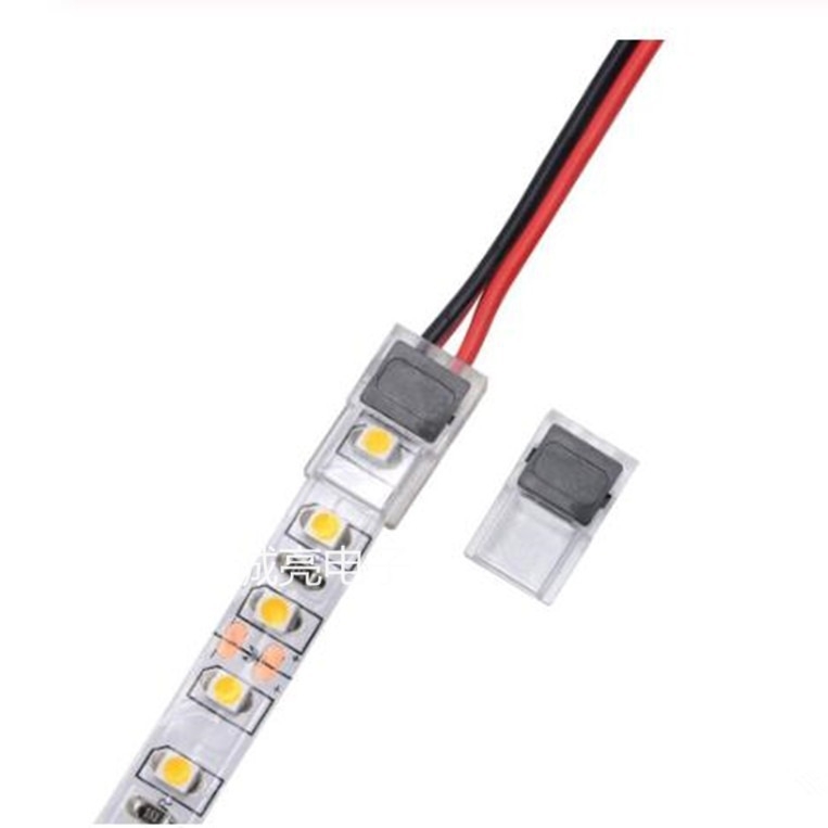 Bandă LED monocromă 3528 pe placă goală, lățime 8 mm, conectare rapidă fără lipire, cablu 2P