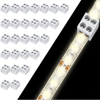 LED λωρίδα 8 мм 2P3528 μονόχρωμη με βιδωτό συνδετήρα ακροδεκτών, χωρίς συγκόλληση