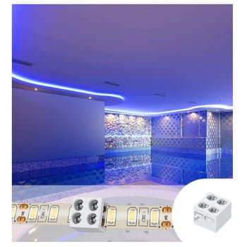 LED λωρίδα 8 мм 2P3528 μονόχρωμη με βιδωτό συνδετήρα ακροδεκτών, χωρίς συγκόλληση