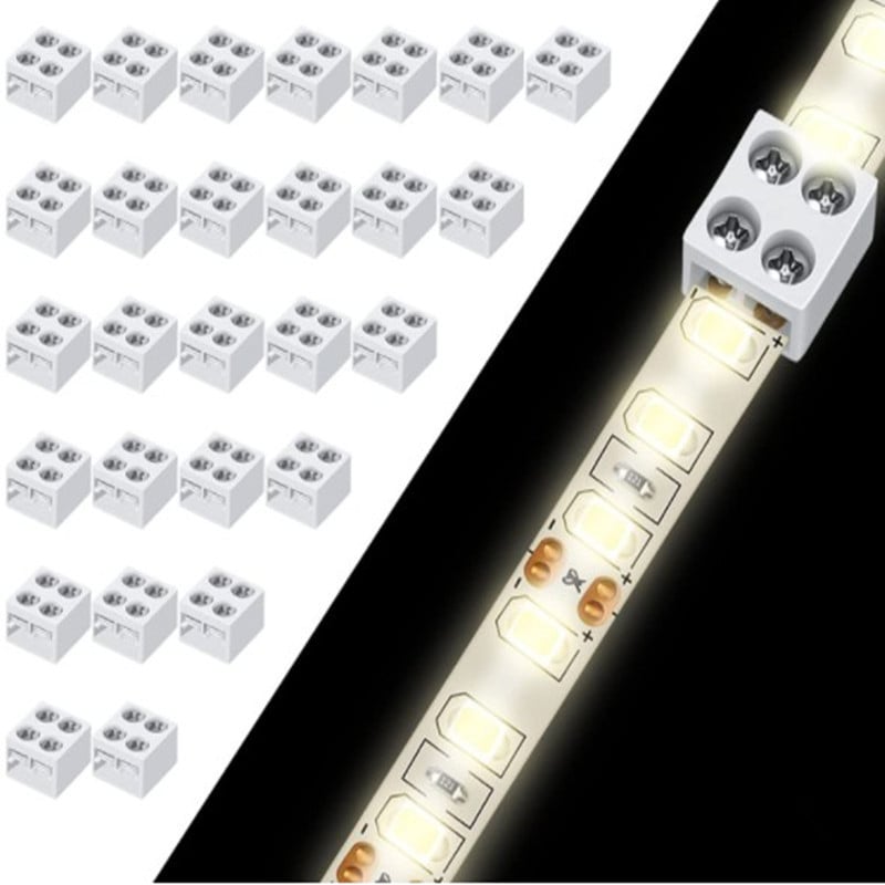 LED λωρίδα 8 мм 2P3528 μονόχρωμη με βιδωτό συνδετήρα ακροδεκτών, χωρίς συγκόλληση