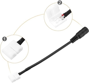5050 2-pin 10mm μονοχρωματική LED λωρίδα, χωρίς συγκόλληση, καλώδιο σύνδεσης με κούμπωμα — κιτ εξαρτημάτων ταχείας σύνδεσης