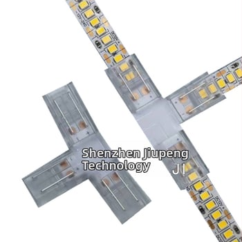 T-typ transparentný bezspájkový rohový konektor pre LED pás, rýchla spojka pre flexibilný pás 8 mm