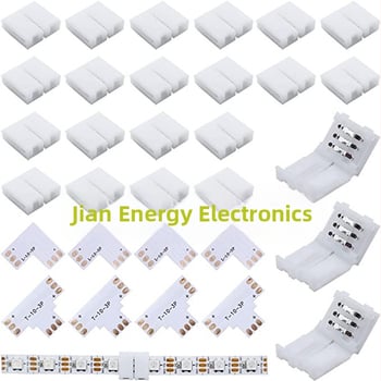 5050 LED pásový konektor, 3P, 10 mm, holé PCB, bez spájkovania, rýchle zapojenie