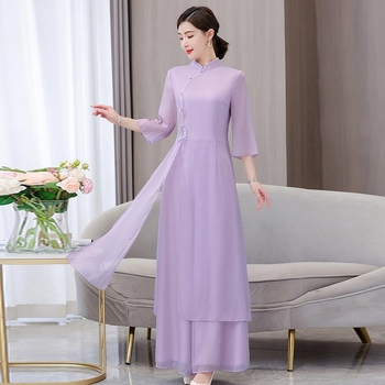 9074 Αναβαθμισμένο Hanfu γυναικείο σετ Guofeng — τοπ με κουμπιά, Zen φόρεμα QiPao, Tang κοστούμι και φόρεμα τσαγιού για καλοκαίρι