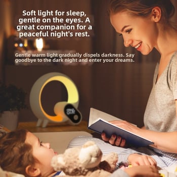 Nové Q svetlo na budenie s ambientným osvetlením, simulácia východu slnka, Bluetooth reproduktor, farebné svetlo