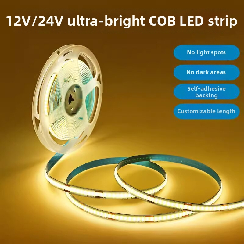 24V αυτοκόλλητη ευέλικτη LED λωρίδα για τον οροφή του σαλονιού, COB γραμμικός φωτισμός με ενσωματωμένο σχεδιασμό