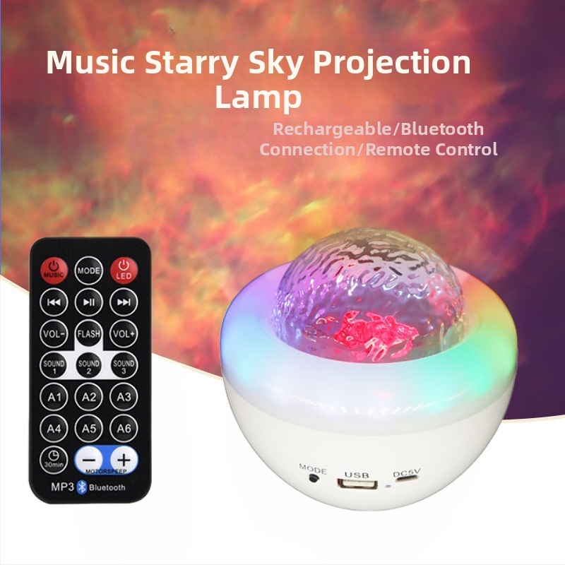 Nová lampa s projektorom Vortex Aurora s hviezdnou oblohou, Bluetooth reproduktor, projekcia oceánskeho svetla, slot na kartu, nočné svetlo na pódiu