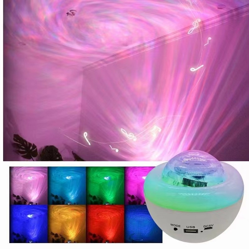 Νέος προβολέας Aurora με αστέρες σε ουρανό, Bluetooth ηχείο, προβολή ωκεάνιου φωτισμού, θύρα καρτών, νυχτερινό φως για σκηνή