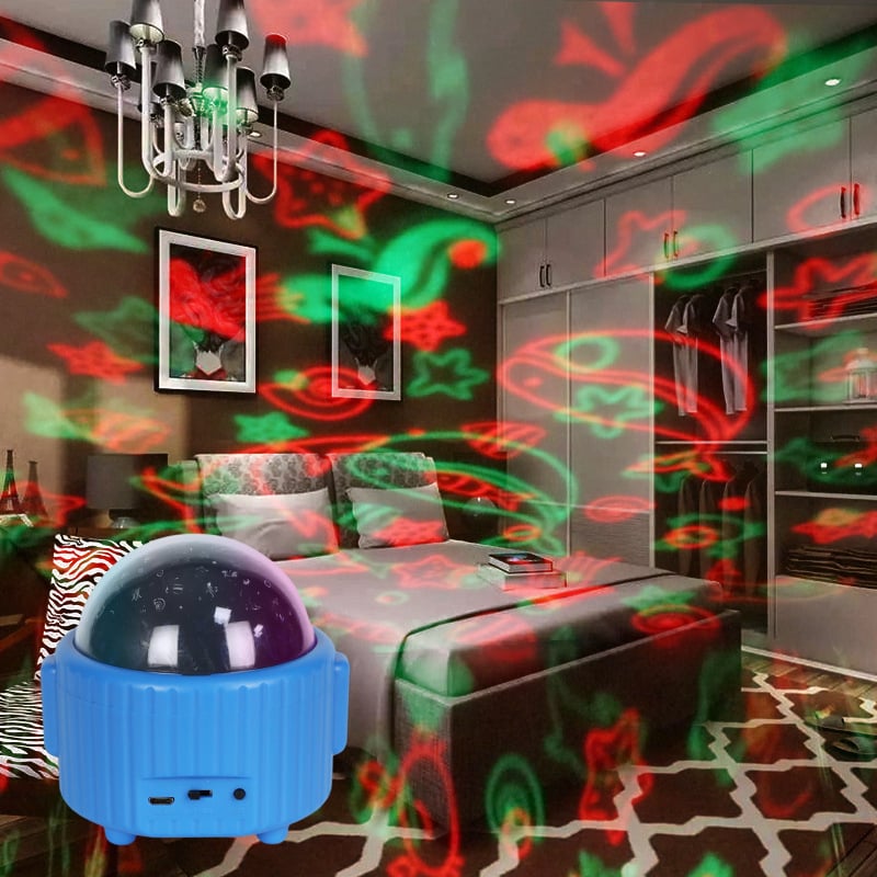 Lángoló óceán csillagos ég projektor – Karácsony és Halloween hangulat, gyerekeknek éjjeli fény, USB, beépített akkumulátor, Bluetooth, távirányító