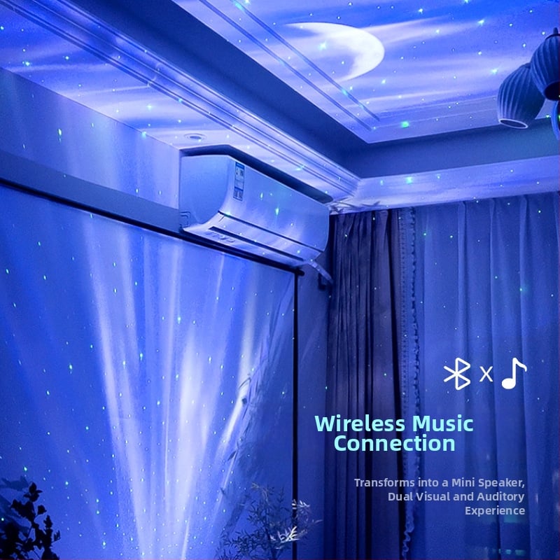 Csillag-projekciós lézeres Bluetooth-lámpa, beltéri hangulatvilágítás, KTV atmoszéra, vízhullám-mintázatú színpadi világítás, éjjeli fény, távirányító