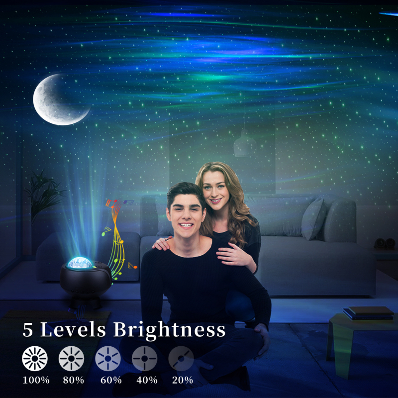LED προβολέας Aurora Borealis με αστέρια στον νυχτερινό ουρανό, Bluetooth, νυχτερινό φως και απαλό ατμοσφαιρικό φωτισμό