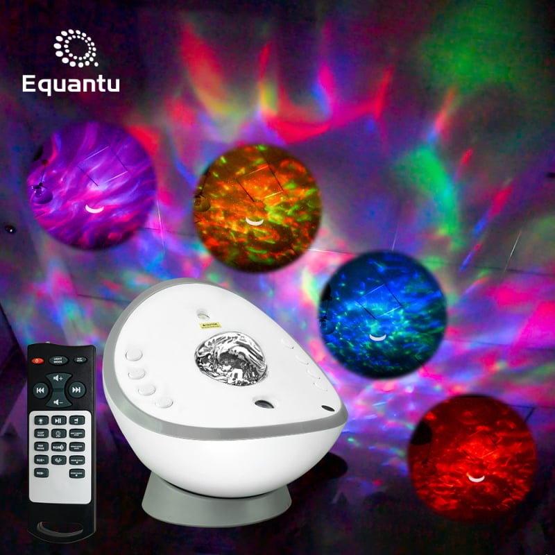 QB958 Bluetooth hangszóró sarki fény és vízhullám effektussal, hálószobai csillagos ég vetítő lámpa és hangulatos éjszakai fény