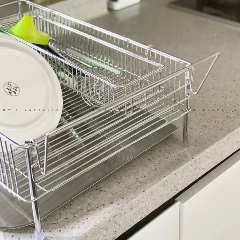 Minimalista rozsdamentes acél mosogatódrén állvány – ideális bögrékhez és rongyokhoz