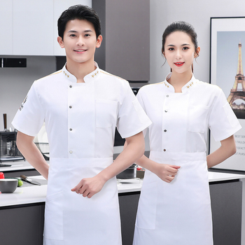 Uniformă de bucătar vară, cu mânecă scurtă, pentru bucătărie și catering – echipament de lucru respirabil pentru patiserie