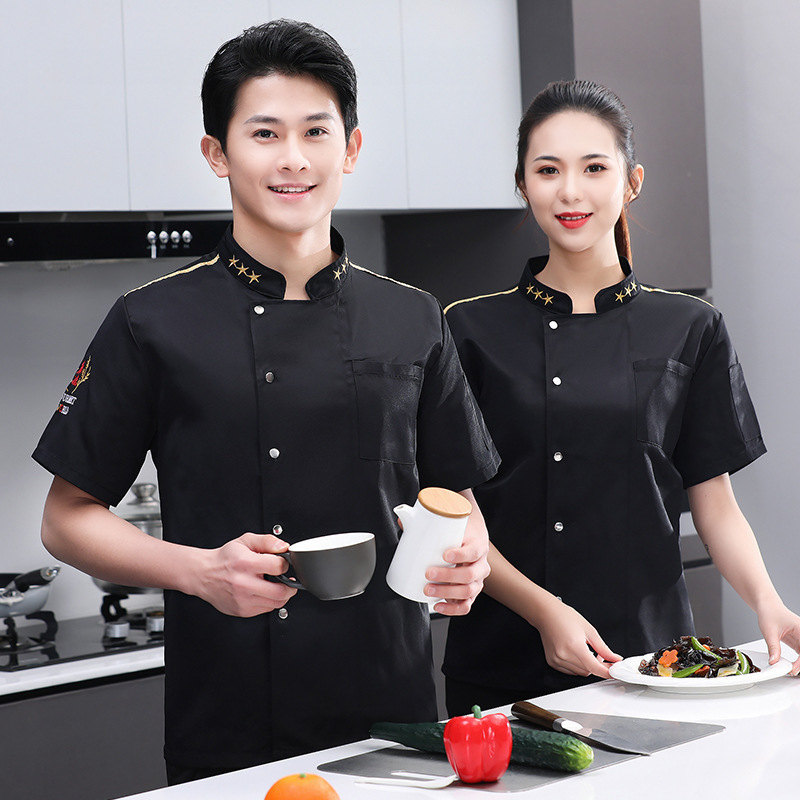 Uniformă de bucătar vară, cu mânecă scurtă, pentru bucătărie și catering – echipament de lucru respirabil pentru patiserie