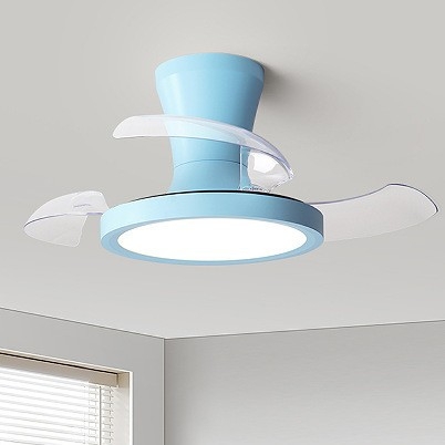 Macaronový štýl malý stropný ventilátor so svetlom pre detskú izbu, tichý, s diaľkovým ovládaním, minimalistický moderný dizajn