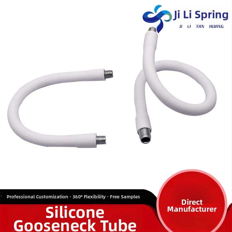 Gooseneck trubica pre stolnú lampu, biela silikónová kovová trubka, priemer 8–10 mm, vonkajší závit M6/M8