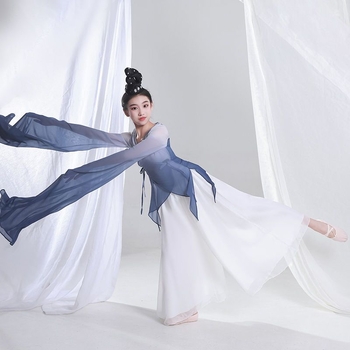 Top de dans chinezesc pentru fete, cu mâneci din gauză și închidere cu șnur, pentru practică