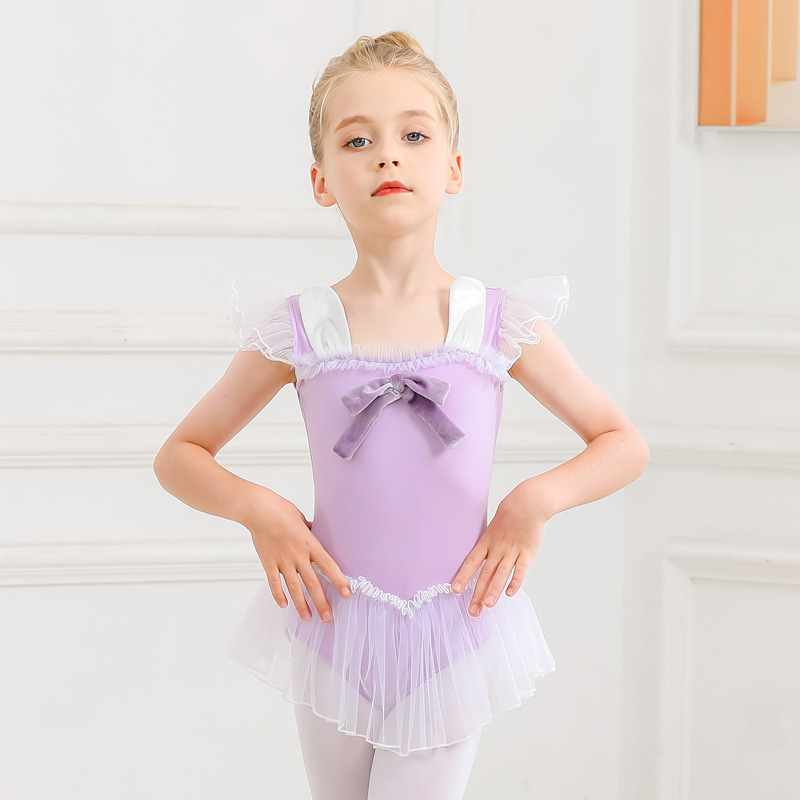 Beigeya costum de balet pentru fete, toamnă-iarna, fustă tutu cu iepuraș, mâneci lungi și scurte, funda, îmbrăcăminte de antrenament