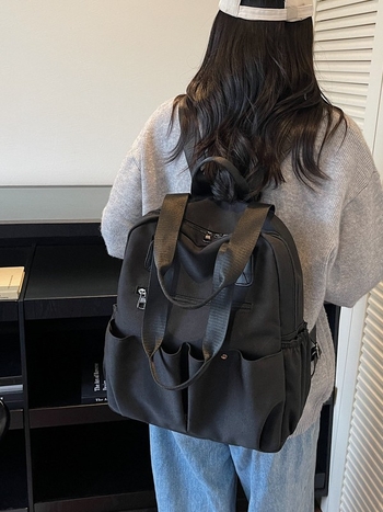 Dámsky viacúčelový šnúrkový batoh v kórejskom štýle, nylon, 36–55 l, vhodný pre 10-palcový notebook, na cestovanie a bežné nosenie