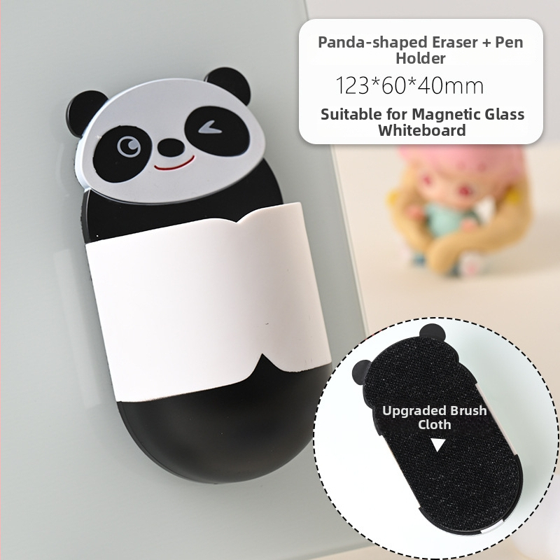  Magnetická guma na bielu tabuľu s držiakom na perá – kreslená Panda, dvojfunkčné použitie pre deti a učiteľov