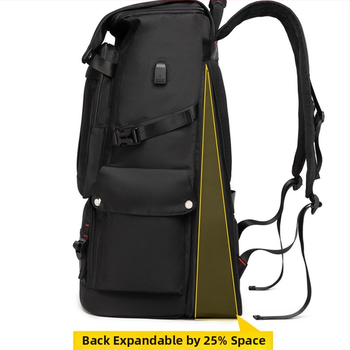 Unisex batoh 56-75L z Oxford materiálu, na cestovanie a outdoor, nepremokavý, priestor na notebook, mestský minimalistický štýl, viacúčelový